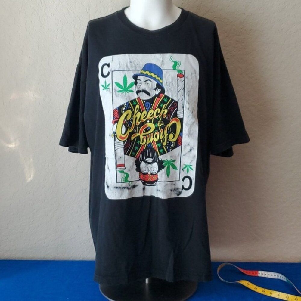 Cheech & Chong Playing Card Graphic Tee Men's Size 3XL Black Cotton T-Shirt